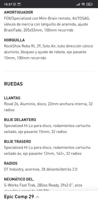 Ruedas MTB Roval 29 Aluminio 142+