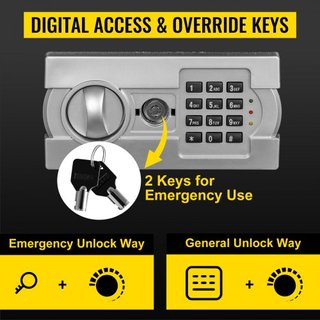 Cassetta di sicurezza digitale da 48 litri con serratura a codice elettronico, cassetta di sicurezza con due chiavi di emergenza e fessura di deposito, cassaforte per ristorante in acciaio al carbonio,...
