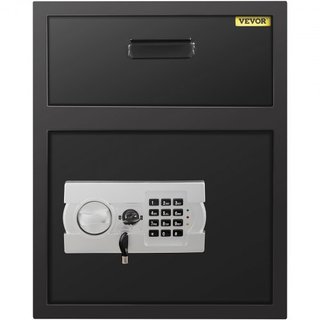 Cassetta di sicurezza digitale da 48 litri con serratura a codice elettronico, cassetta di sicurezza con due chiavi di emergenza e fessura di deposito, cassaforte per ristorante in acciaio al carbonio,...