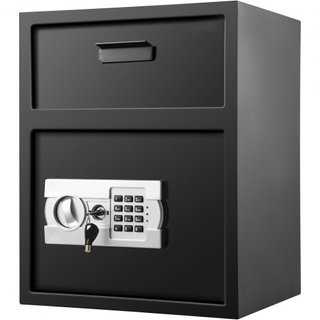 Cassetta di sicurezza digitale da 48 litri con serratura a codice elettronico, cassetta di sicurezza con due chiavi di emergenza e fessura di deposito, cassaforte per ristorante in acciaio al carbonio,...