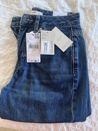 Pantalón vaquero Mango recto azul oscuro T36