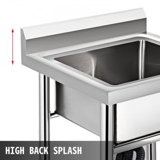 Lavatrice in Acciaio Inox Fatta a Mano Non Magnetica, Lavandino da Cucina 1 Scomparto 17.5 x 10 x 16.5 Pollici