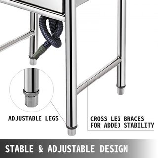 Lavatrice in Acciaio Inox Fatta a Mano Non Magnetica, Lavandino da Cucina 1 Scomparto 17.5 x 10 x 16.5 Pollici
