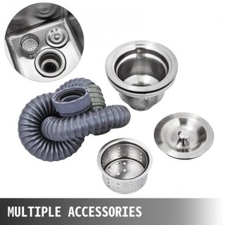Lavatrice in Acciaio Inox Fatta a Mano Non Magnetica, Lavandino da Cucina 1 Scomparto 17.5 x 10 x 16.5 Pollici