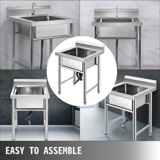 Lavatrice in Acciaio Inox Fatta a Mano Non Magnetica, Lavandino da Cucina 1 Scomparto 17.5 x 10 x 16.5 Pollici