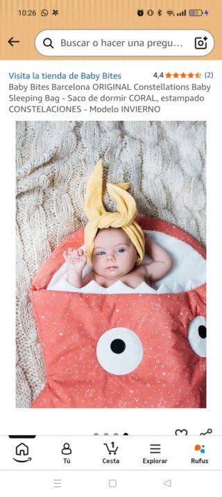 Saco bebé Baby Bites Constelaciones Coral