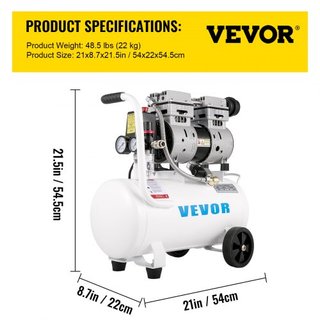 Compresor de Aire 20.8 L, Compresor de Aire Portátil 1 HP, Compresor de Aire Sin Aceite Tanque de Acero 750W, Compresor Pancake 115 PSI, Compresor Ultra Silencioso para Reparaciones en el Hogar, I...