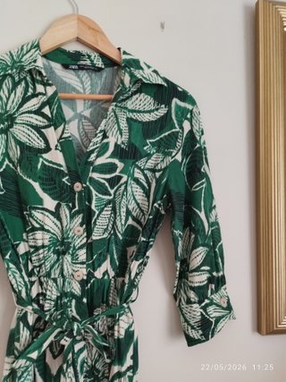 Vestido Zara hojas lazo midi Talla XS