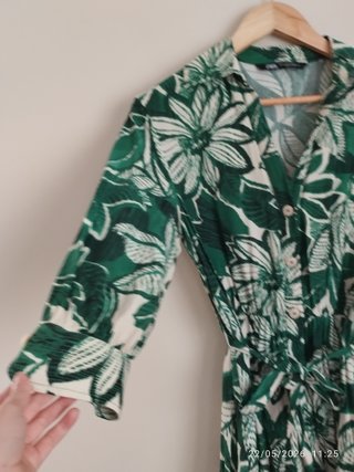 Vestido Zara hojas lazo midi Talla XS