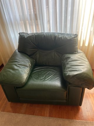 Sillón de piel ROCHE BOBOIS verde