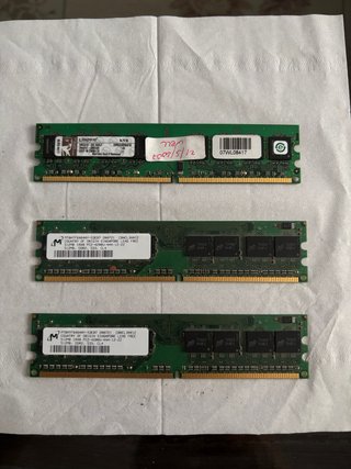 Lote 3 Memorias RAM DDR2 Kingston