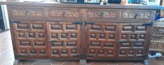 Conjunto Mueble Castellano Madera y Piel