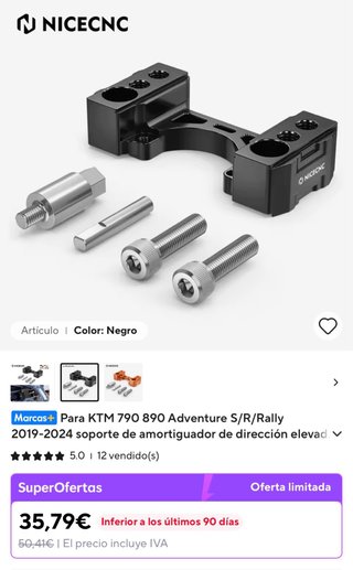 Elevador Manillar KTM 790/890 Adventure Negro
