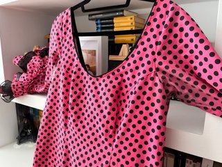 Vestido Sevillana Lunares Rosa y Negro