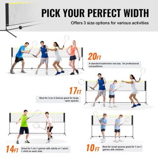 Juego de Red de Bádminton de 10 pies, Red Portátil para Volleyball y Pickleball