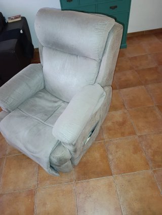 Sillón relax tela beige/gris muy comodo