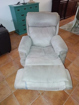Sillón relax tela beige/gris muy comodo