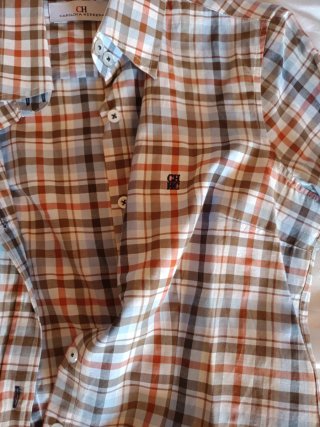 Camisa Carolina Herrera Cuadros Marrón Naranja