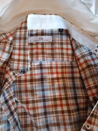 Camisa Carolina Herrera Cuadros Marrón Naranja