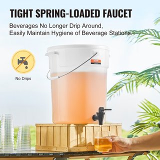 Dispensatore di Bevande, Dispensatori da 5 Galloni per Feste, Dispensatore di Plastica con Rubinetto e Coperchio, Dispensatore di Tè Ghiacciato, Limonata, Succo, Acqua, per Ristoranti, Hot...