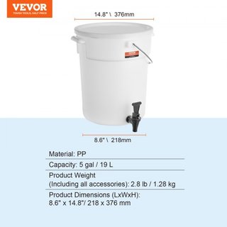 Dispensatore di Bevande, Dispensatori da 5 Galloni per Feste, Dispensatore di Plastica con Rubinetto e Coperchio, Dispensatore di Tè Ghiacciato, Limonata, Succo, Acqua, per Ristoranti, Hot...
