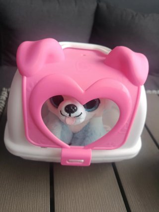 Perro peluche sonidos con transportín