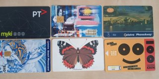 Lotto di 6 schede telefoniche: Australia, FR, ES
