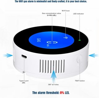 Detector Gas WiFi Inteligente Tuya/Alexa