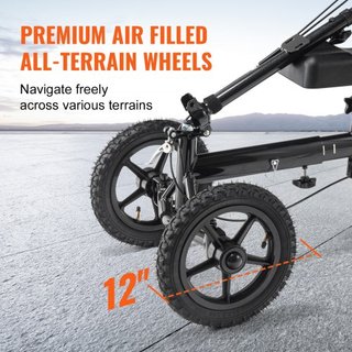 Scooter de Rodillas Plegable, Andador de Rodillas de Aluminio Direccionable con Manillar y Almohadilla para la Rodilla Ajustables en Altura, Ruedas Todo Terreno de 12" (30.5 cm), Doble Freno, Scoo...