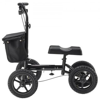 Scooter de Rodillas Plegable, Andador de Rodillas de Aluminio Direccionable con Manillar y Almohadilla para la Rodilla Ajustables en Altura, Ruedas Todo Terreno de 12" (30.5 cm), Doble Freno, Scoo...