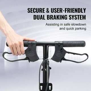 Scooter de Rodillas Plegable, Andador de Rodillas Direccionable de Acero al Carbono con Manillar y Almohadilla para la Rodilla Ajustables en Altura, Rueda Todo Terreno de 12" (30.5 cm), Doble Fren...
