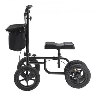 Scooter de Rodillas Plegable, Andador de Rodillas Direccionable de Acero al Carbono con Manillar y Almohadilla para la Rodilla Ajustables en Altura, Rueda Todo Terreno de 12" (30.5 cm), Doble Fren...