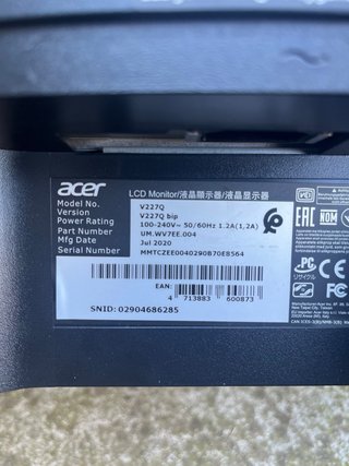 Monitor LCD Acer V227Q Nero