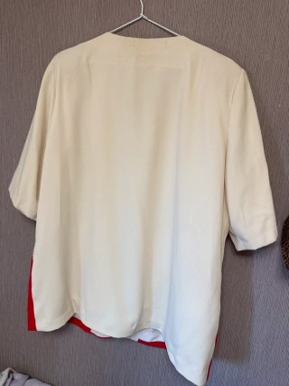 Blusa/Blazer Vintage Crema y Rojo Talla XL