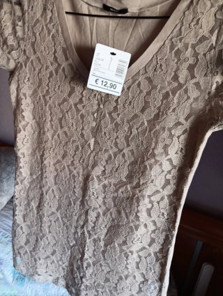 Camiseta Tezenis encaje beige talla S