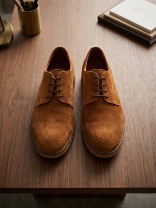 Zapatos Derby Camel Ante Casual Vintage
