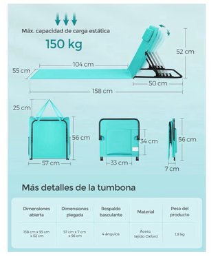 Tumbonas de playa nuevas (2 unidades)