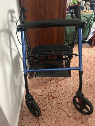 Andador con asiento y cesta