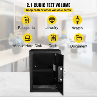 Cassaforte, salvadanaio da 60 litri con blocco per impronte digitali e tastiera digitale, casseforti domestiche ignifughe con ripiano rimovibile, cassetta di sicurezza a parete per effetti...