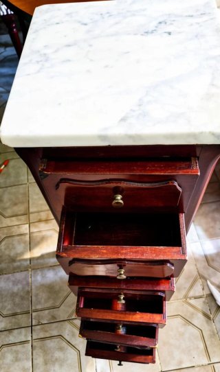 Mueble vintage madera mármol