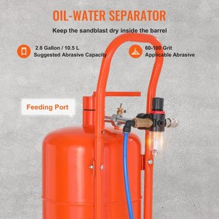 18.9 L Sand Blaster 60-110 PSI Arenadora de Alta Presión con 4 Boquillas