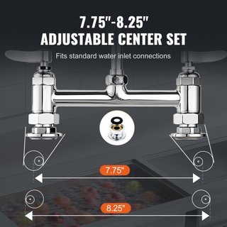 Grifo Comercial con Rocío Prelavado, Altura de 26" (66 cm), Centro de 8" (20.3 cm), Boca Giratoria de 12" (30.5 cm), Grifo de Cocina Montado en la Mesa, Dispositivo de Latón con Rocío Desplegable,...