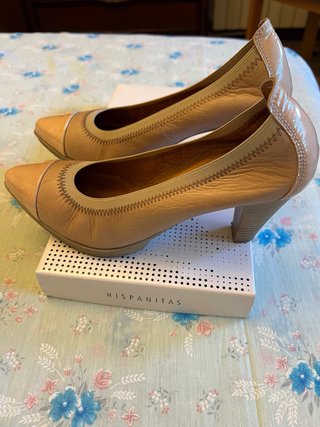 Zapatos Hispanitas Beige/rosa palo, de tacón