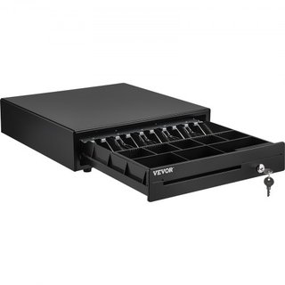 Caja Registradora, 40.6 cm 12 V, per Sistema POS con 5 Vassoi per Banconote e 8 Vassoi per Monete, Scomparto Monete Estragibile e 2 Chiavi Incluse, Cavo RJ11/RJ12 per Supermercato, Ne...
