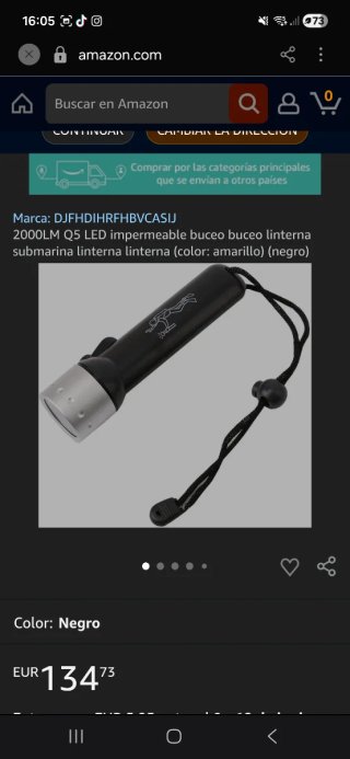 Linterna de buceo negra con cordón