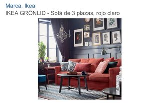 Funda IKEA GRÖNLID 3 plazas Ljungen rojo claro