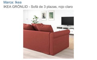 Funda IKEA GRÖNLID 3 plazas Ljungen rojo claro