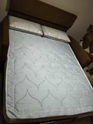 Sofá Cama Tela Beige y Marrón