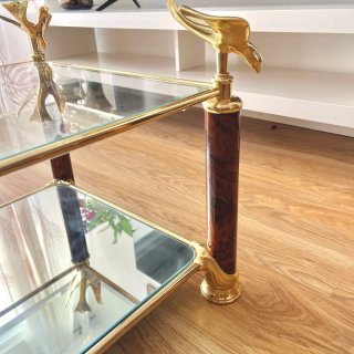 Mesa auxiliar cristal y metal vintage