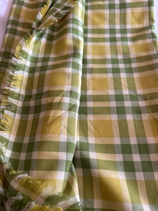 Mantel de mesa vintage cuadros verde y amarillo